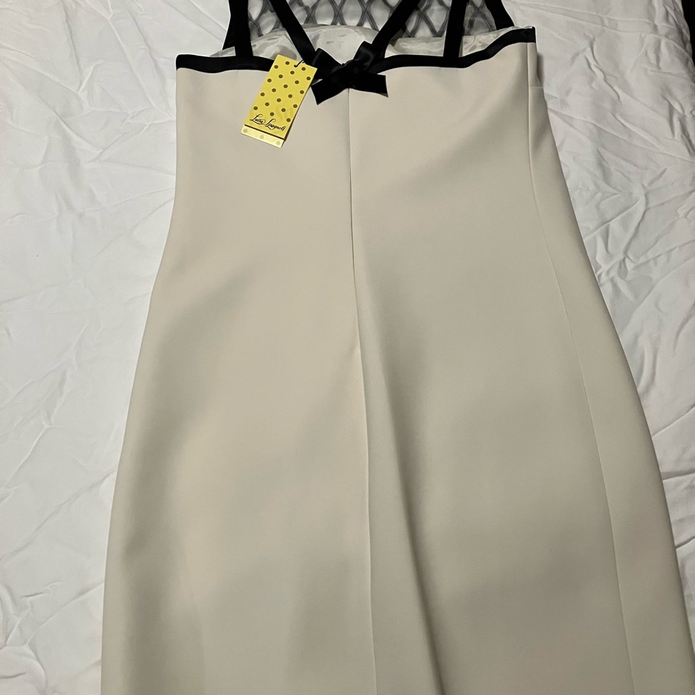 Elegant Luisa Spagnoli Cream Dress with Black Accents